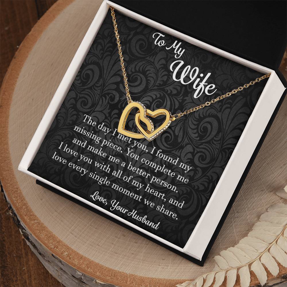 To My Wife The Day I Met You - Love Husband Interlocking Hearts Necklace