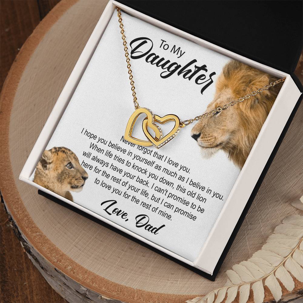 To My Daughter. Interlocking Hearts Necklace