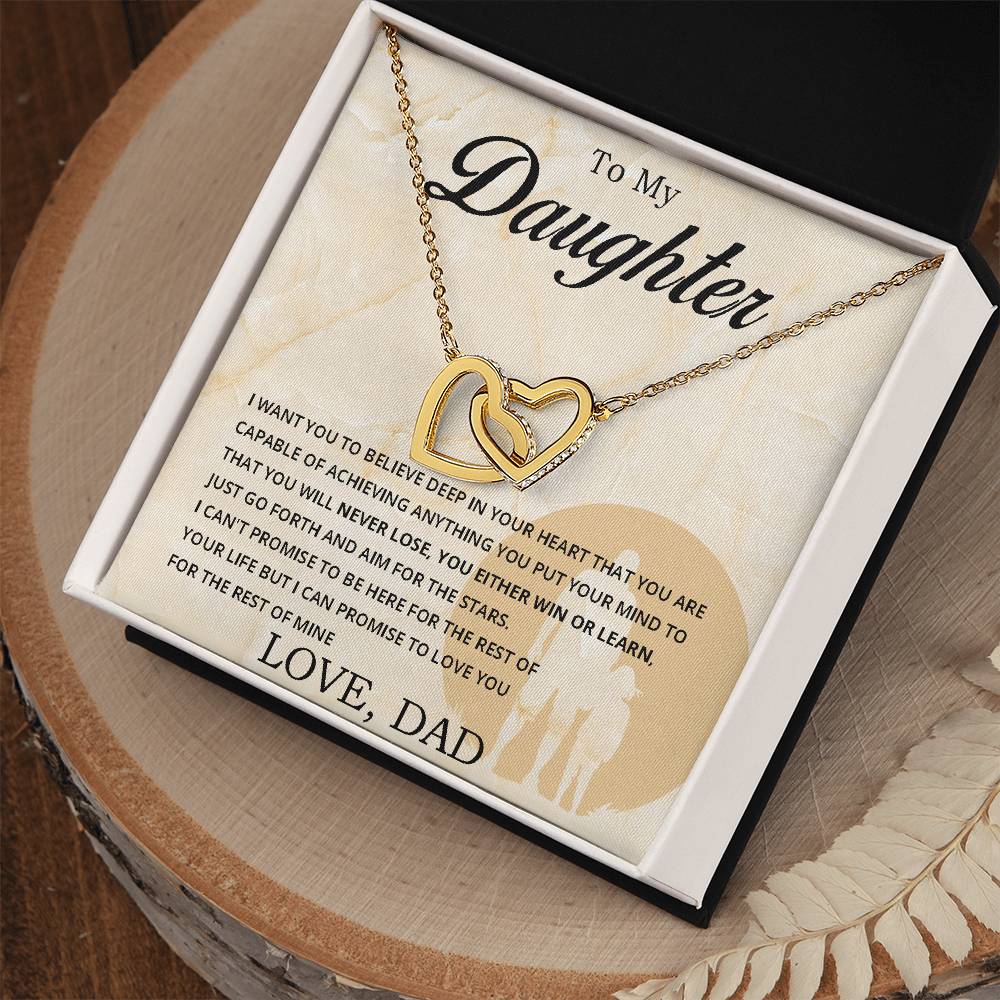 To My Daughter - You Can Never Lose - Necklace Interlocking Hearts Necklace