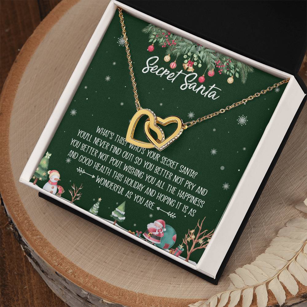 Secret Santa Interlocking Hearts Necklace Message Card