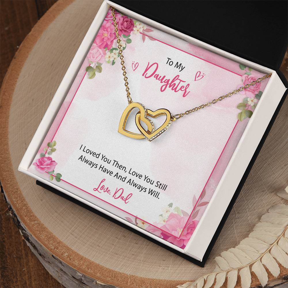 To My Daughter From Dad Interlocking Hearts Necklace