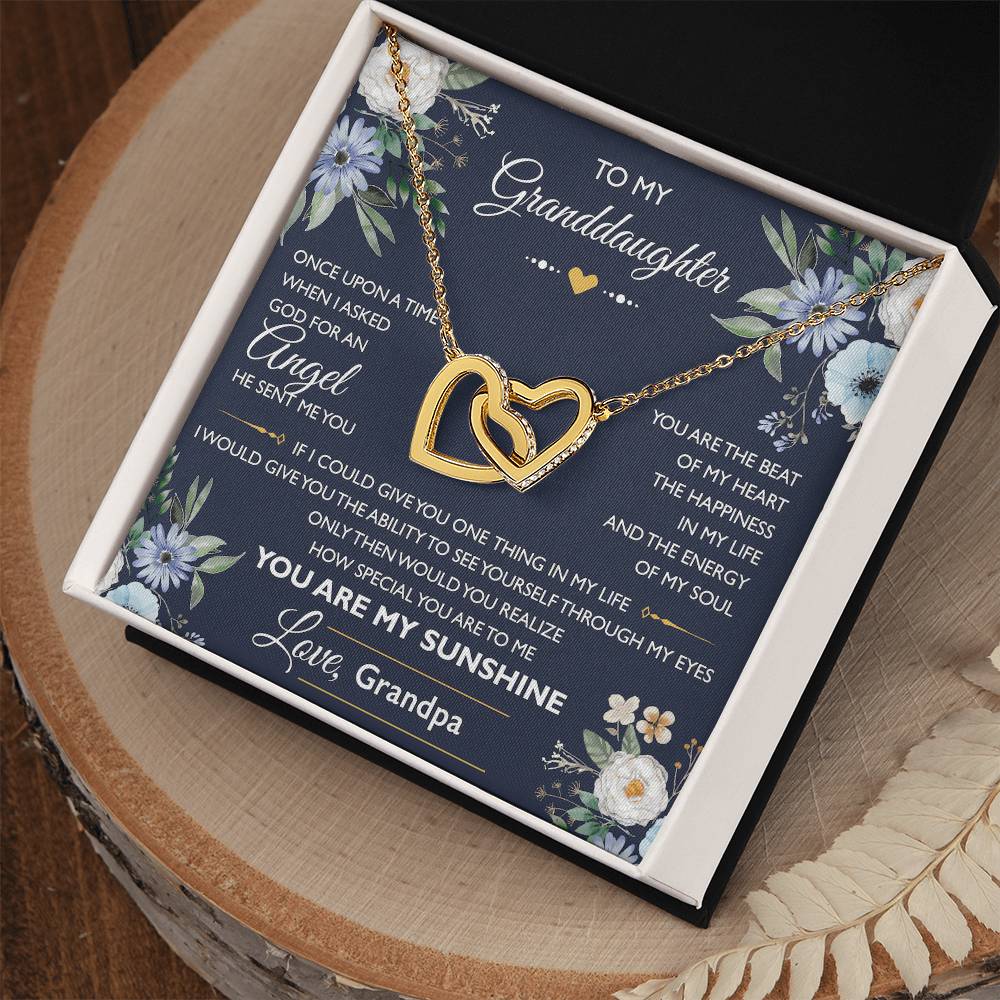 To My Granddaughter From Grandpa - Interlocking Heart Necklace Interlocking Hearts Necklace