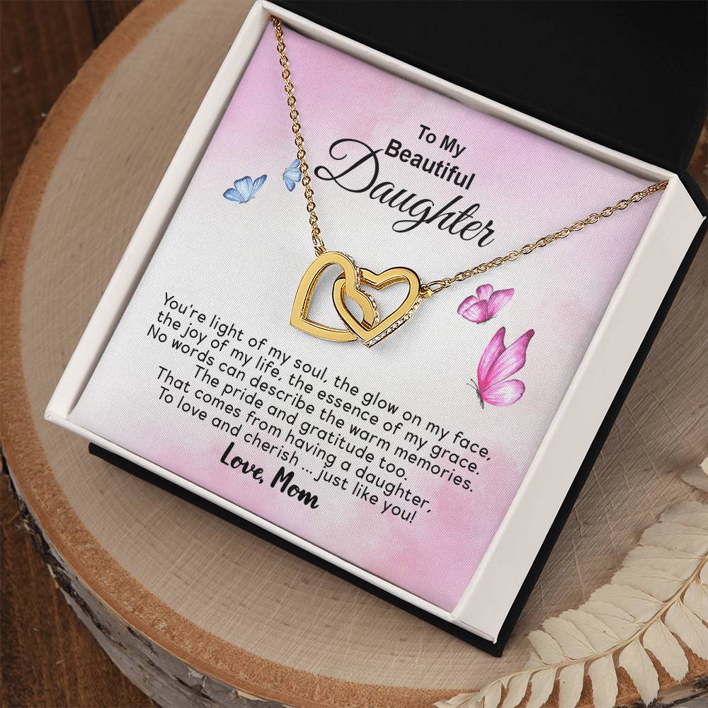 To My Beautiful Daughter - You'Re Joy Of My Life - Necklace Interlocking Hearts Necklace