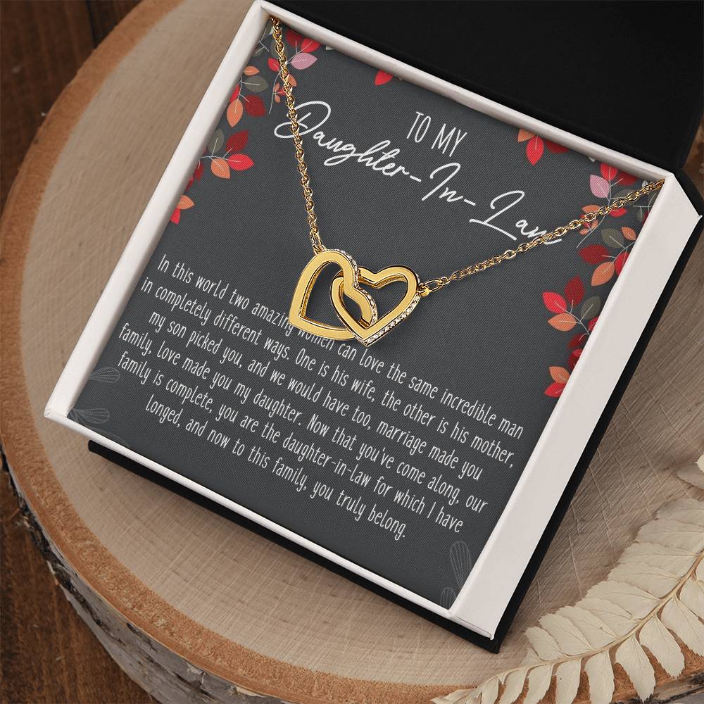 To My Daughter-In-Law Interlocking Hearts Necklace Message Card