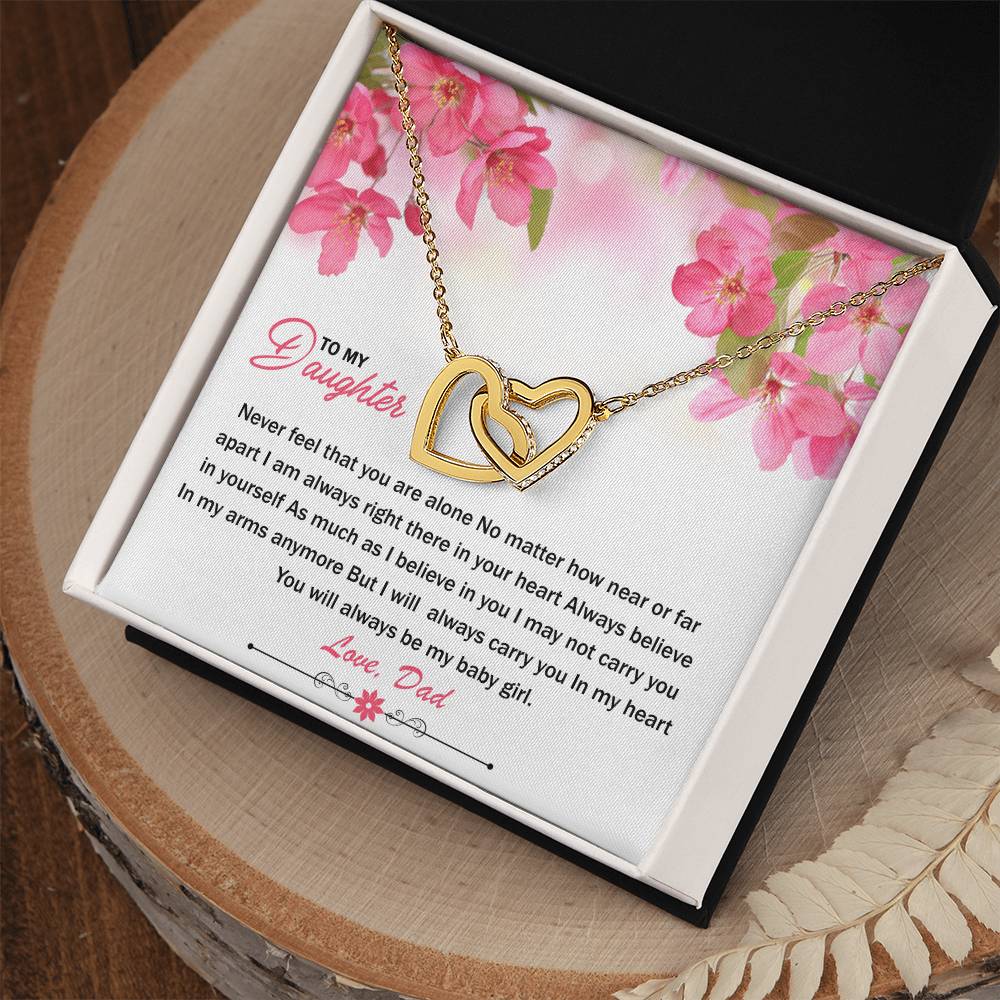To My Daughter - I Will Always Carry You In My Heart - Necklace Interlocking Hearts Necklace