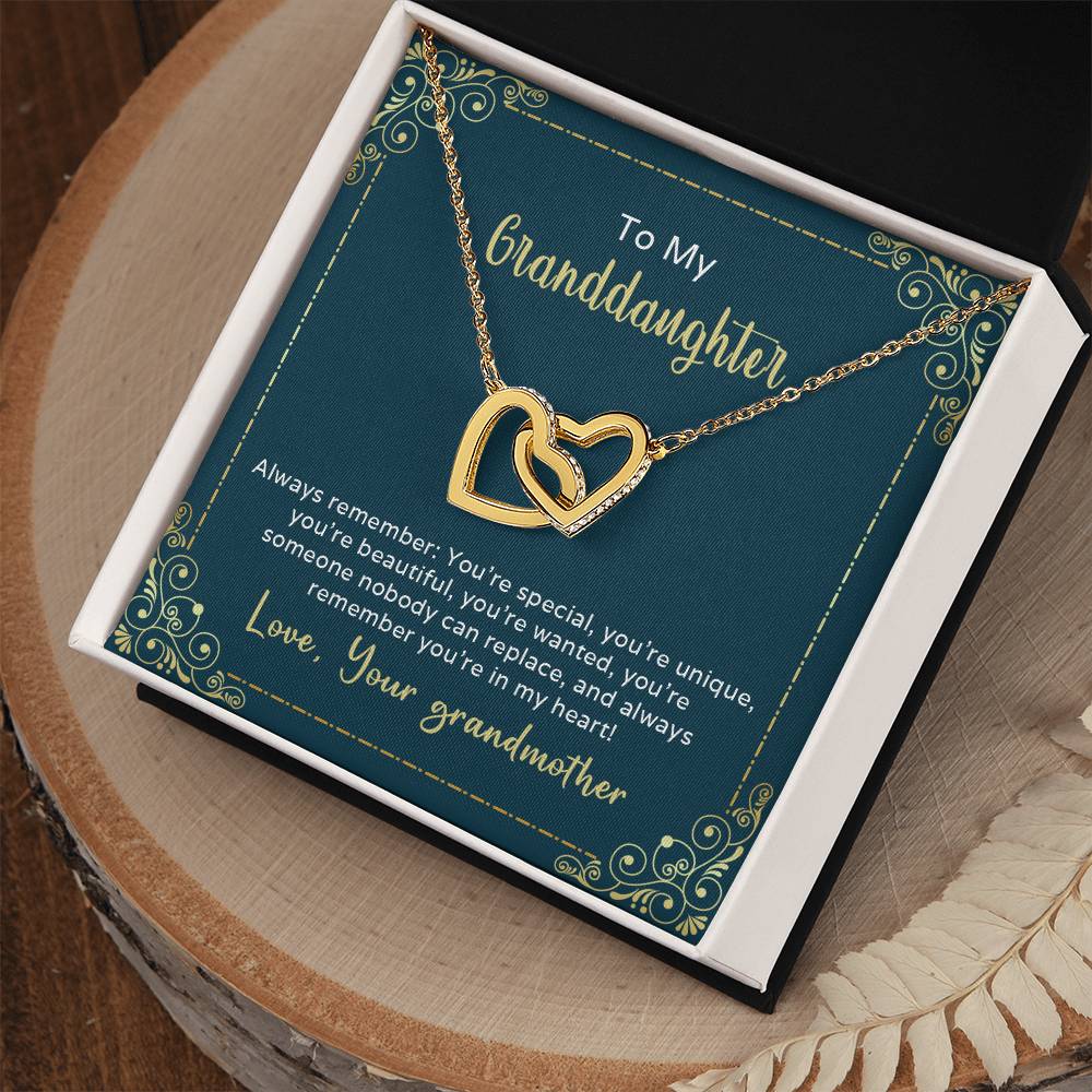 Interlocking Hearts Necklace To My Granddaughter Always Remember You'Re Special