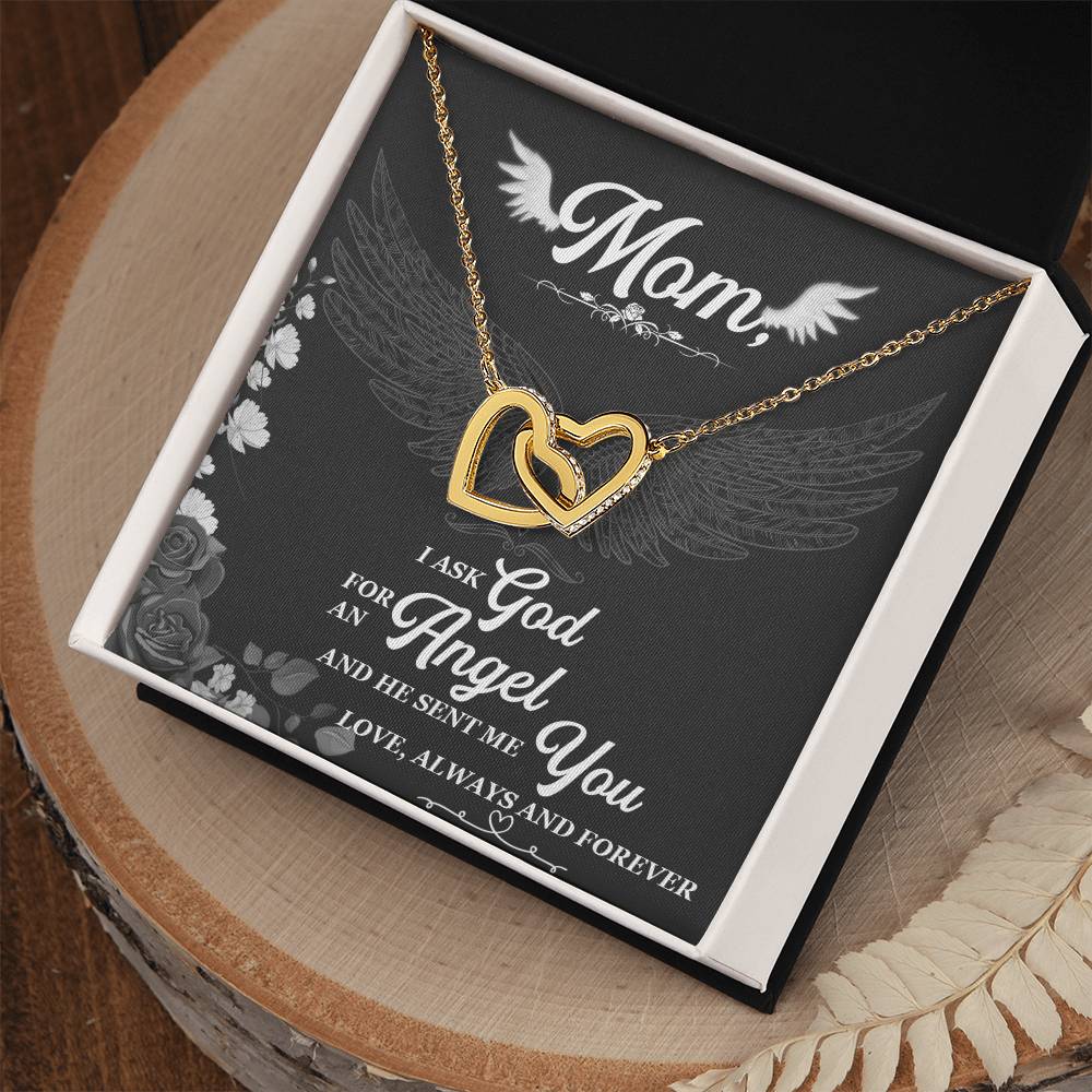 I Asked God For An Angel And He Sent Me You Interlocking Hearts Necklace