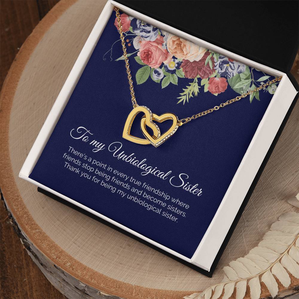 To My Unbiological Sister True Friendship Interlocked Hearts Necklace Interlocking Hearts Necklace