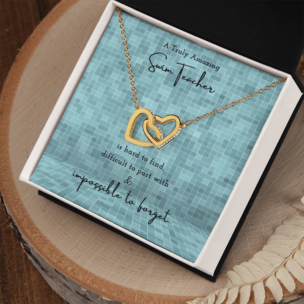 Gift For Swim Teacher Swim Teacher Appreciation Gift A Truly Amazing Swim Teacher Gift Interlocking Hearts Necklace