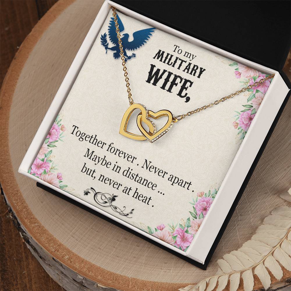 To My Military Wife Necklace Interlocking Hearts Necklace