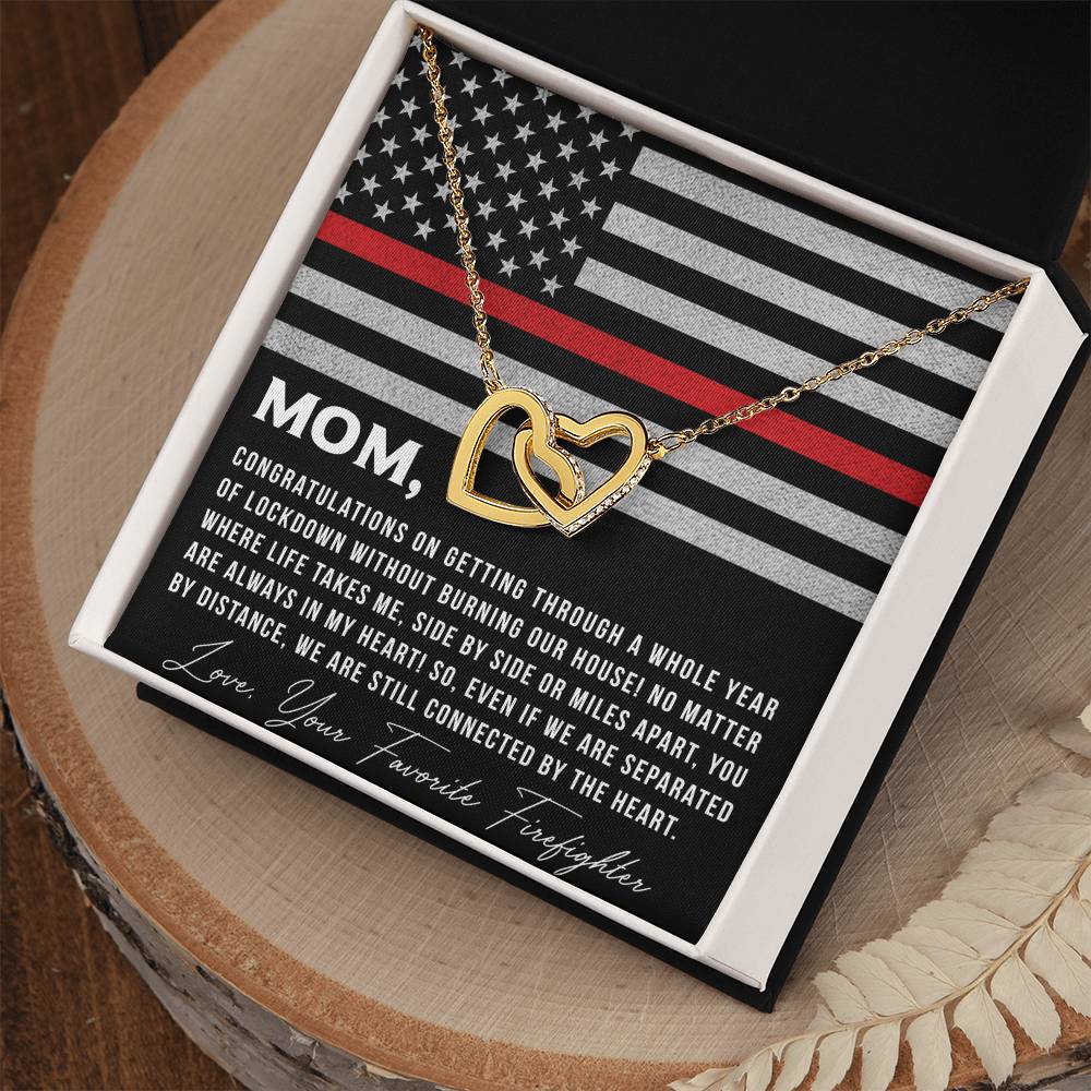 To My Mom From Favorite Firefighter - Necklace Interlocking Hearts Necklace
