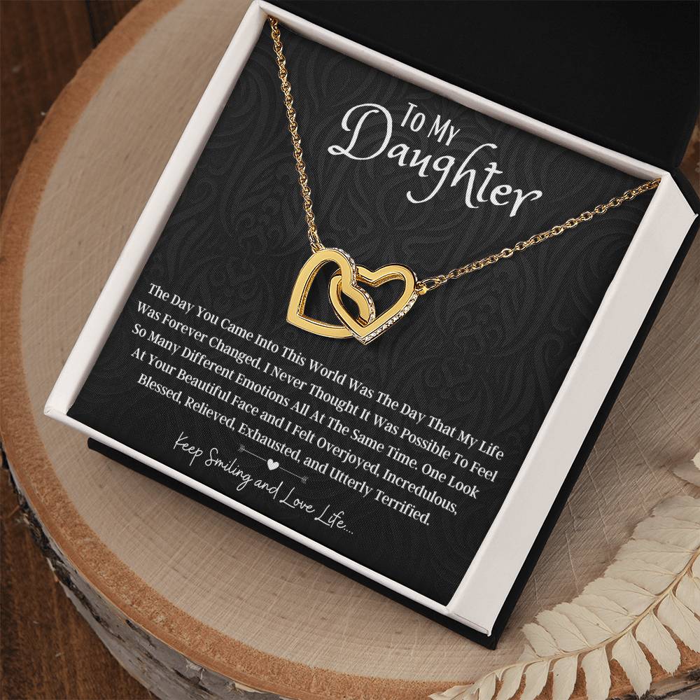 To My Beautiful Daughter Interlocking Hearts Necklace