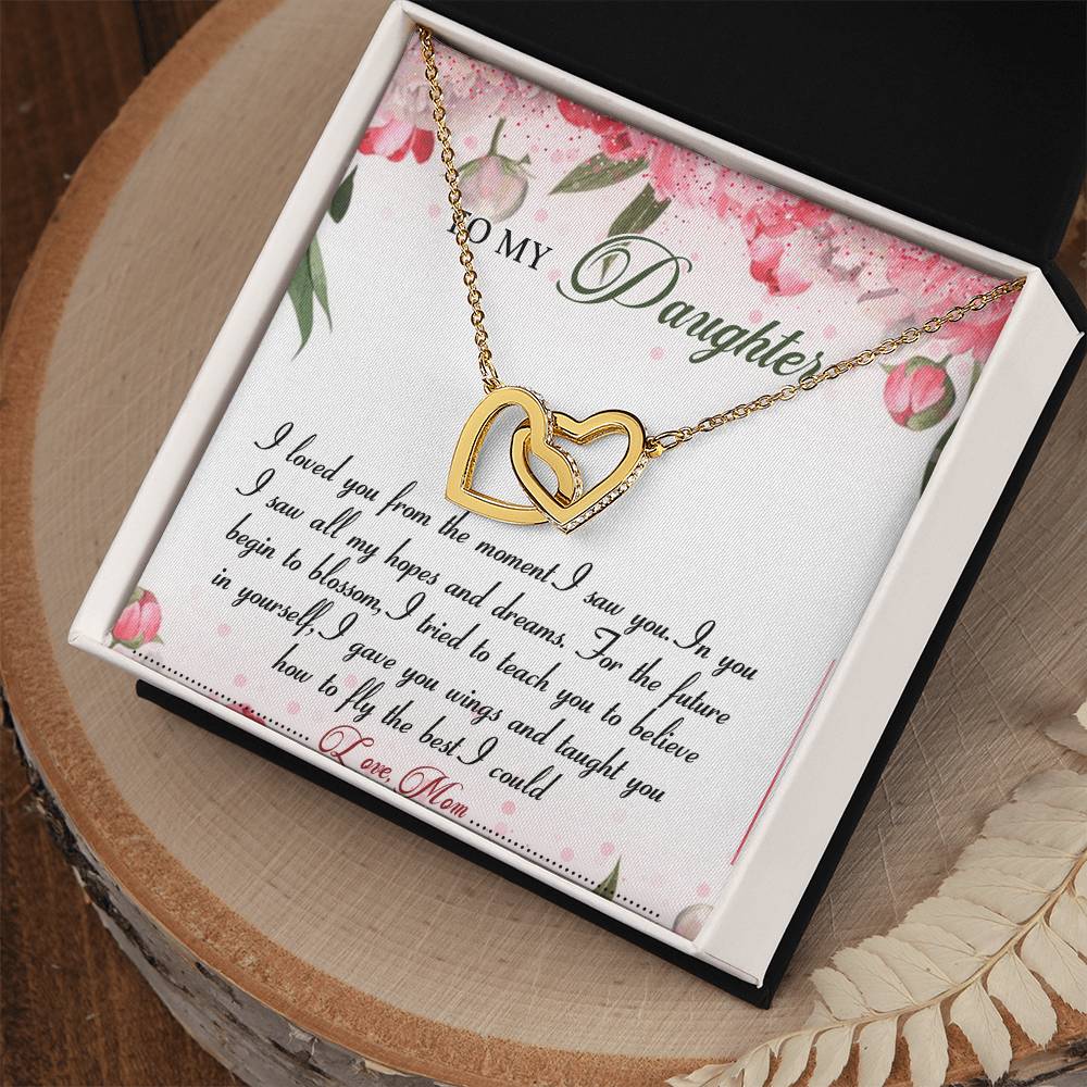 To My Daughter Interlocking Hearts Necklace Message Card