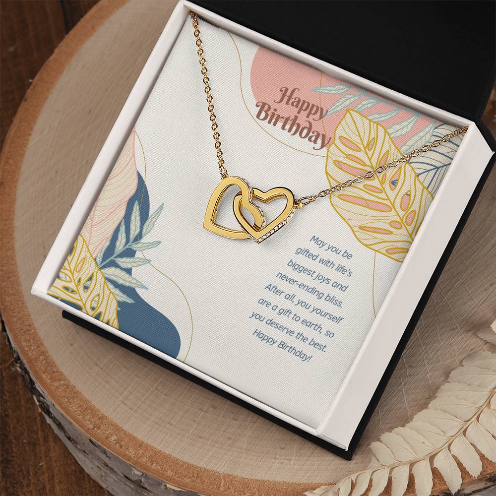 Happy Birthday! You Deserve The Best! - Interlocking Hearts Necklace