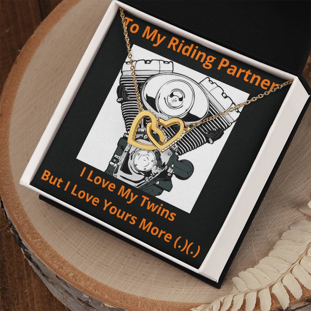 To My Riding Partner I Love My Twins Limited Edition Interlocking Hearts Necklace
