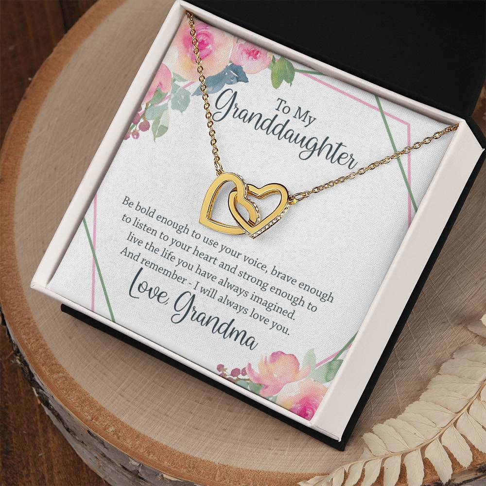 To My Granddaughter - Interlocking Hearts Necklace