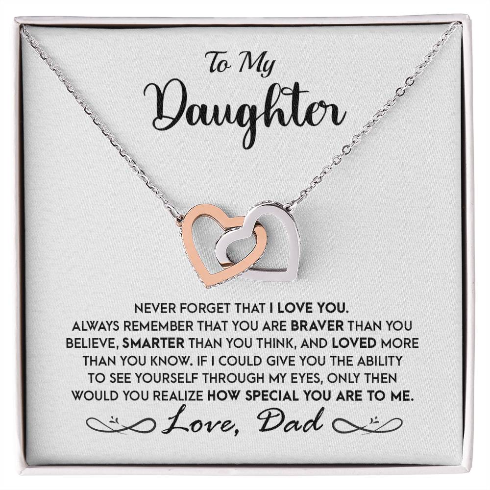 To My Daughter - Never Forget That I Love You - Interlocking Hears Necklace Interlocking Hearts Necklace