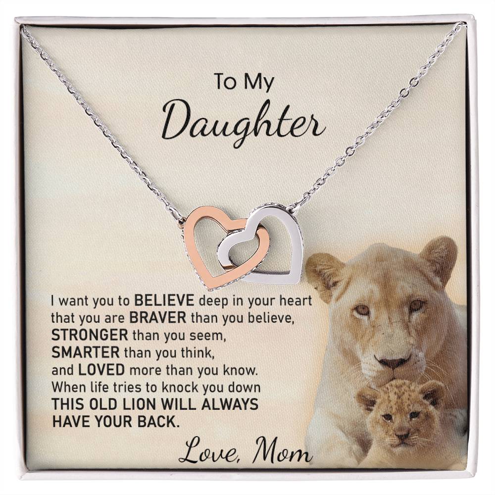 To My Daughter Necklace Gift From Mom On Birthday Graduation Daughter Grown Up Daughter Interlocking Hearts Necklace