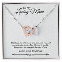'To My Loving Mom' Linked Hearts - Thank You For All That You Are Interlocking Hearts Necklace