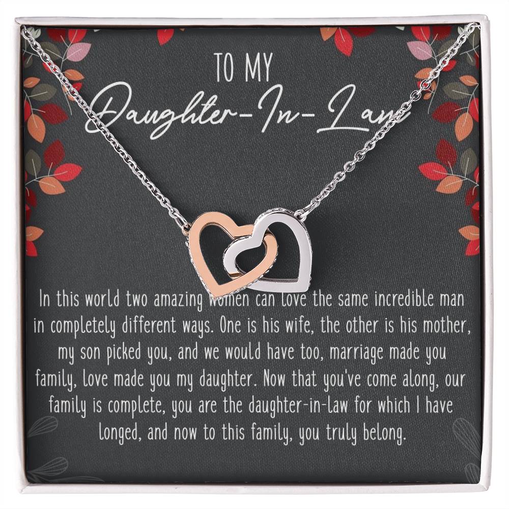 To My Daughter-In-Law Interlocking Hearts Necklace Message Card