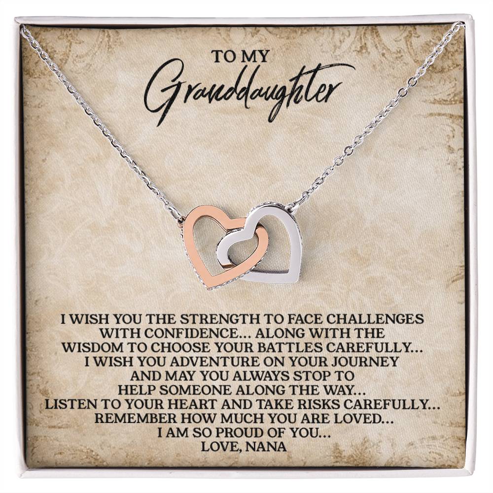 To My Granddaughter - Love Nana - Alluring Beauty Necklace Interlocking Hearts Necklace