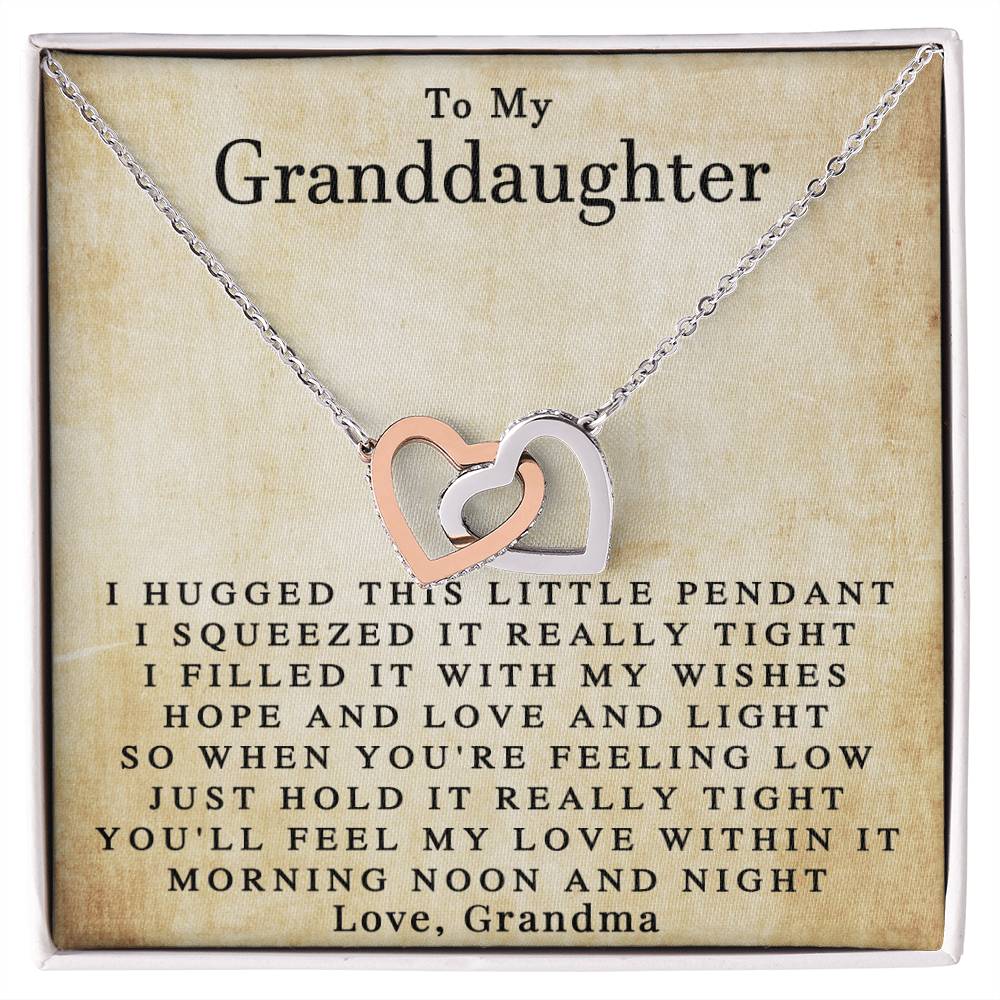 To My Granddaughter Love Grandma Interlocked Heart Necklace Interlocking Hearts Necklace