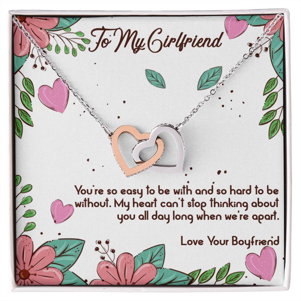 To My Girlfriend - When We&#39;Re Apart Interlocking Hearts Necklace