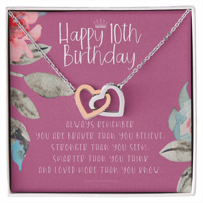 10Th Birthday Gift For Girl Birthday Gift For 10 Year Old Tenth Birthday Birthday Gift Little Girl Personalized Necklace Heart Necklace Interlocking Hearts Necklace