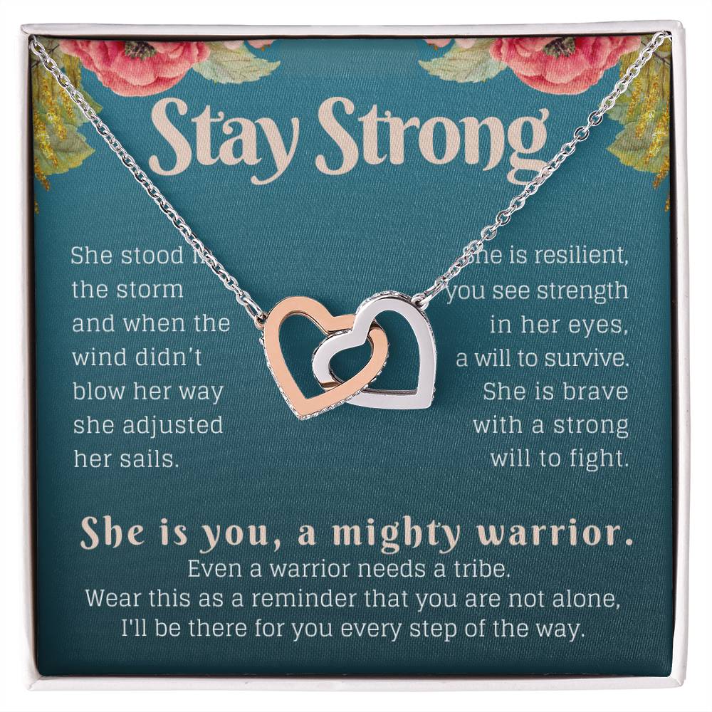Stay Strong Recovery Gift Necklace Interlocking Hearts Necklace
