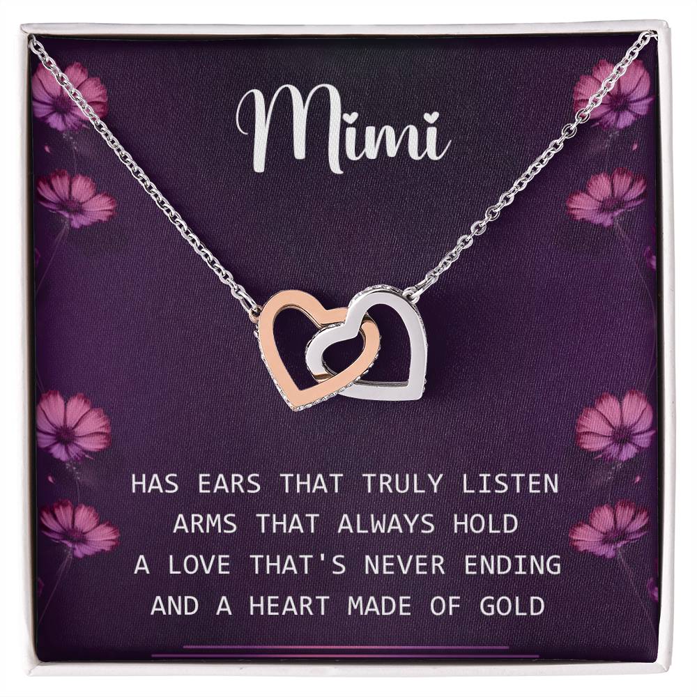 Mimi Interlocking Hearts Necklace Message Card