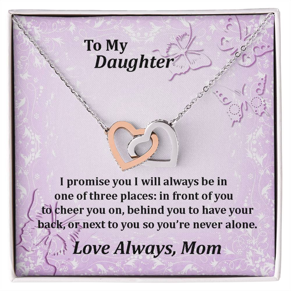 To My Daughter Always With You Never Ending Love Hearts Necklace Love Mom Interlocking Hearts Necklace