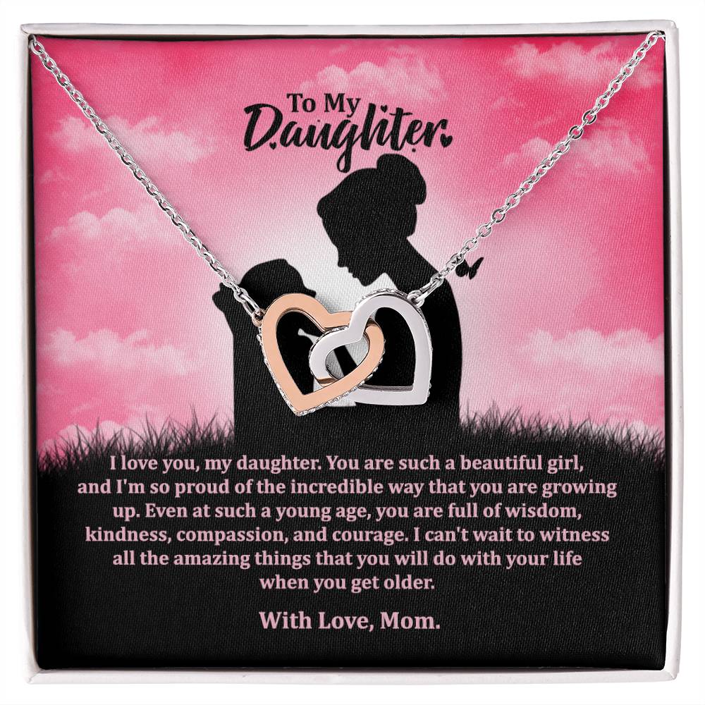 I Love You My Daughter - To My Daughter - Necklace Interlocking Hearts Necklace