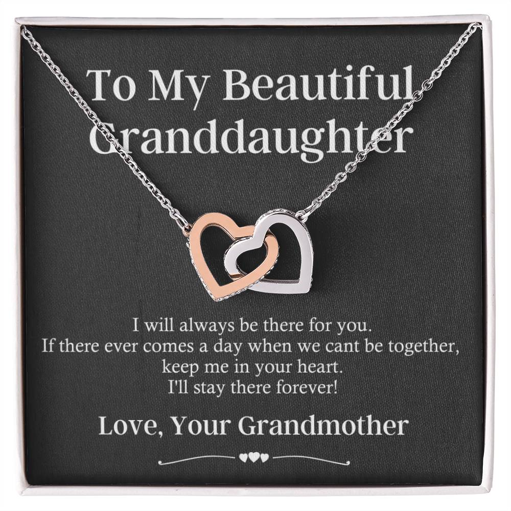 Gift To My Granddaughter - I Will Always Be There For You Interlocking Hearts Necklace