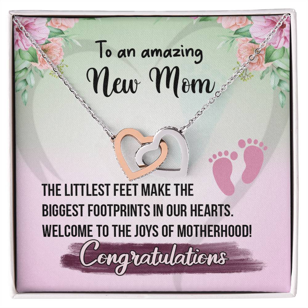 To An Amazing Mom- Gift For New Mom Interlocking Hearts Necklace