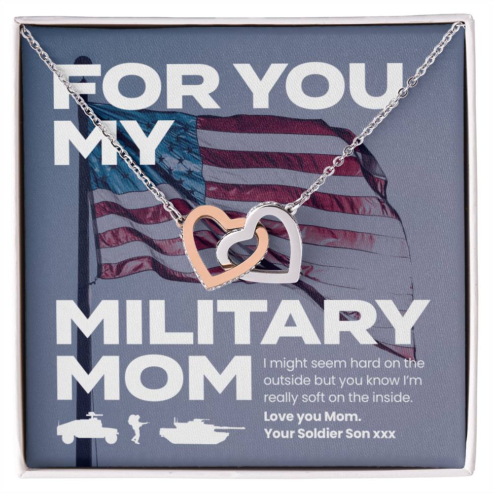 Soldier Son To Mom Double Heart Necklace Made In 🇺🇸 Interlocking Hearts Necklace