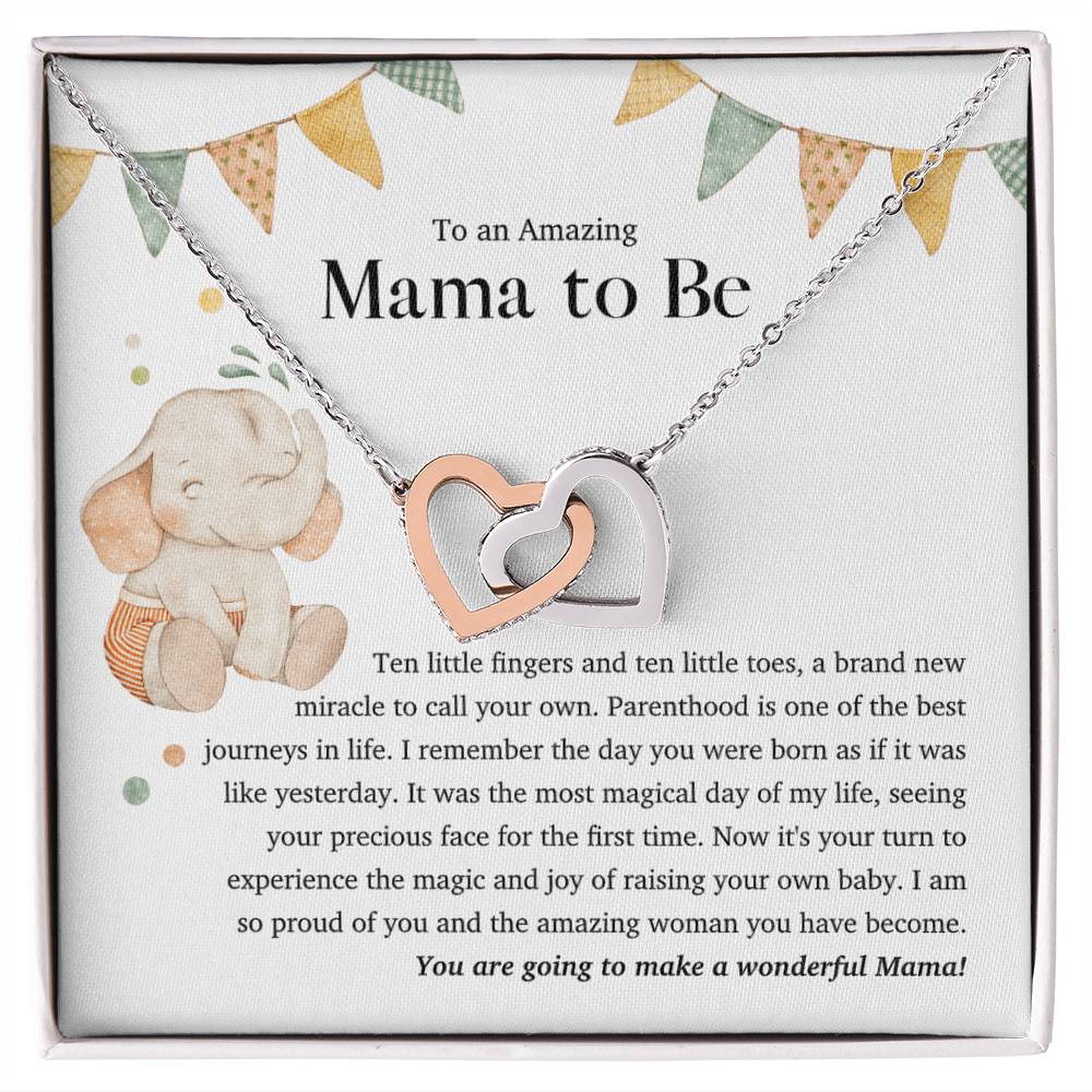 To An Amazing Mama To Be - Interlocking Heart Necklace Interlocking Hearts Necklace