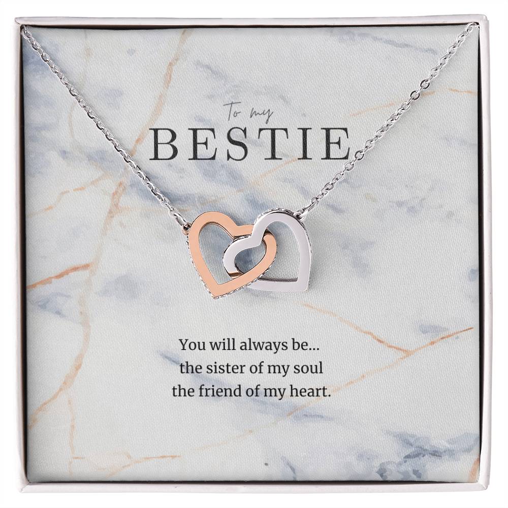 To My Bestie Interlocked Heart Necklace Interlocking Hearts Necklace