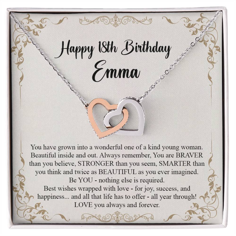 18Th Birthday Gift For Girls 18St Birthday Gift Necklace Birthday Gift Jewelry Gift For Daughter Niece Granddaughter Or Sister Interlocking Hearts Necklace