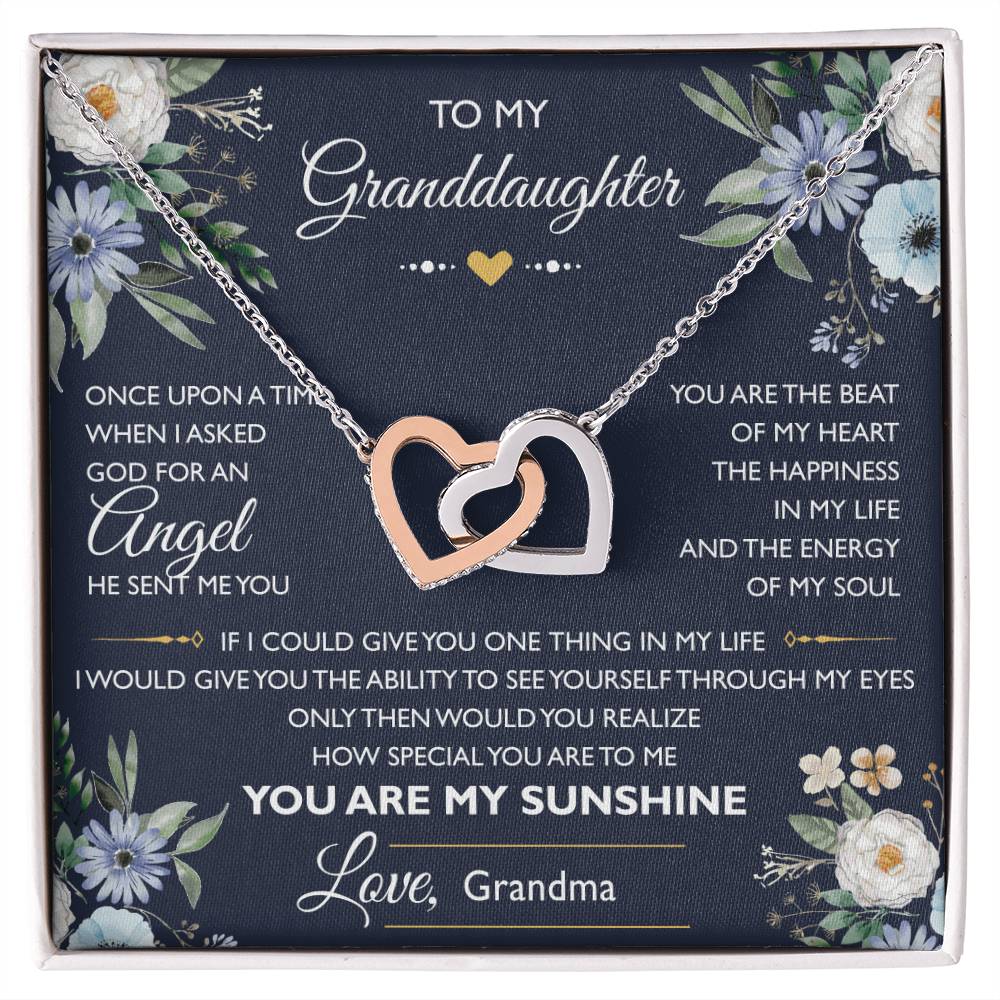 To My Granddaughter Message Card Necklace From Grandma Interlocking Hearts Necklace