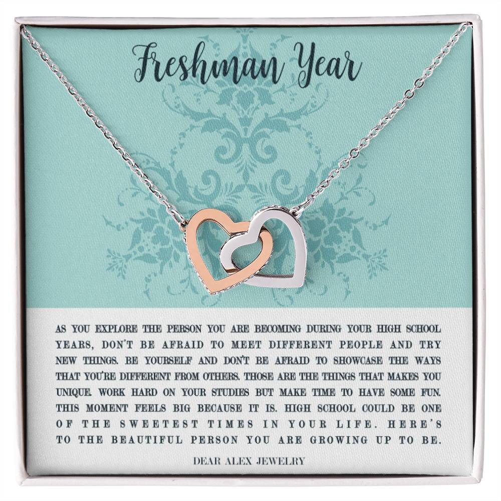 Freshman Year Uniquely You Necklace Interlocking Hearts Necklace
