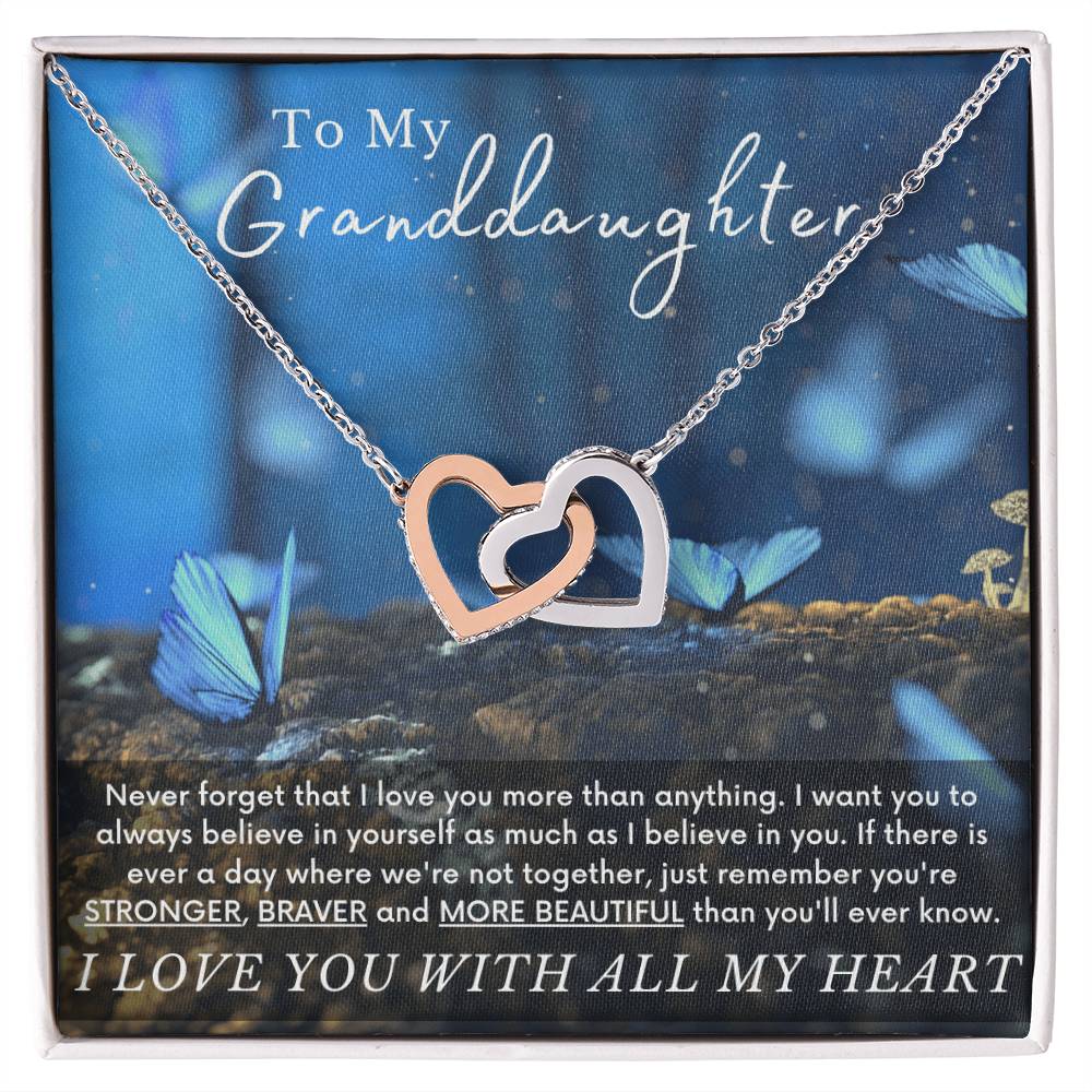 To My Granddaughter Butterfly Necklace - A Unique Gift She Can Cherish Forever Interlocking Hearts Necklace