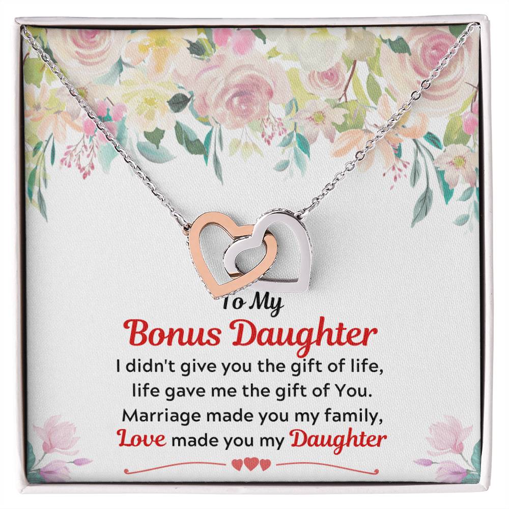To My Bonus Daughter Interlocking Hearts Necklace