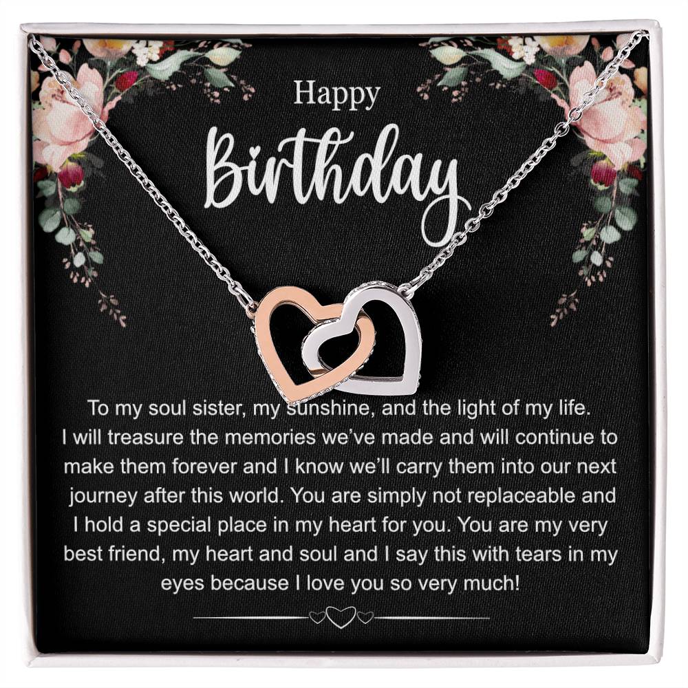 Happy Birthday To My Soul Sister Interlocking Hearts Necklace