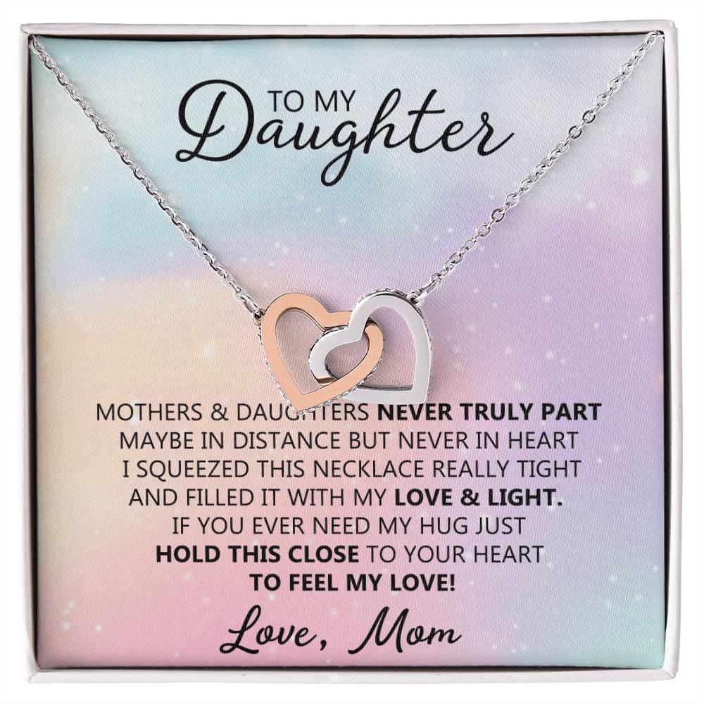 To My Daughter - Unique Interlocking Hearts Binding Necklace Gift Set Interlocking Hearts Necklace