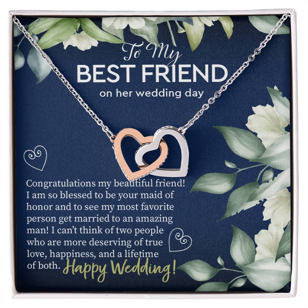 Gift To Best Friend On Wedding Wedding Gift To Friend From Maid Of Honor Maid Of Honor Gift To Bride Besties Necklace Gift Interlocking Hearts Necklace