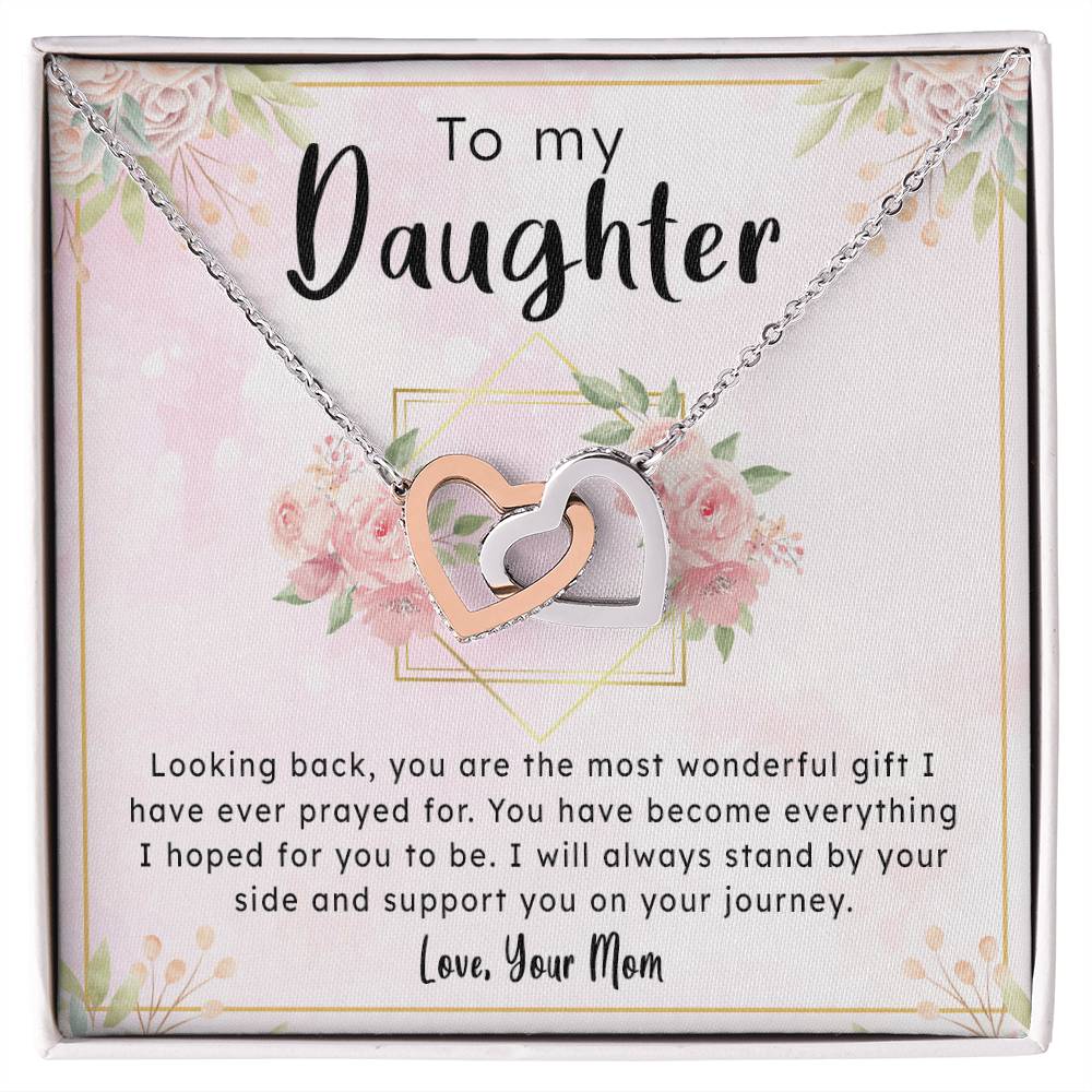 Gift To Daughter From Mom - Always By Your Side Interlocking Hearts Necklace