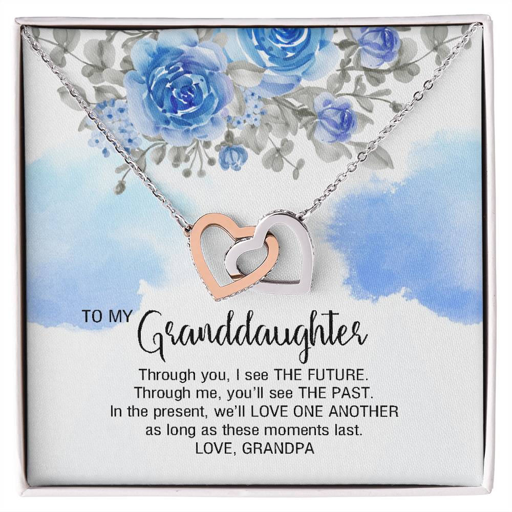 To My Granddaughter From Grandpa - We'Ll Love One Another Interlocking Hearts Necklace