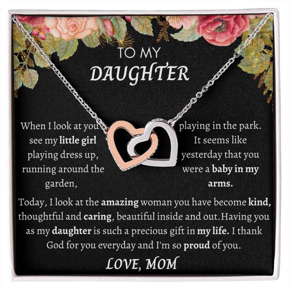 To My Daughter Interlocking Hearts Necklace