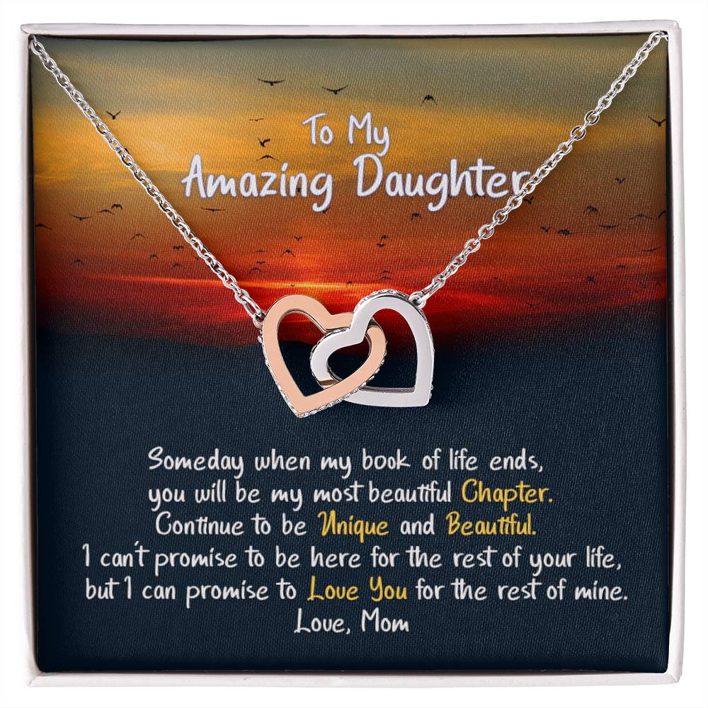 Daughter My Beautiful &amp; Unique Chapter - Hearts Necklace Interlocking Hearts Necklace