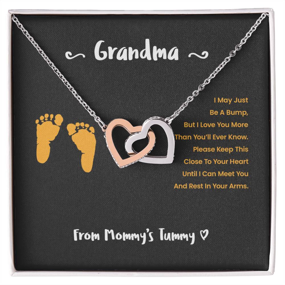 Grandma I Can'T Wait To Meet You - Yellow Version Interlocking Hearts Necklace